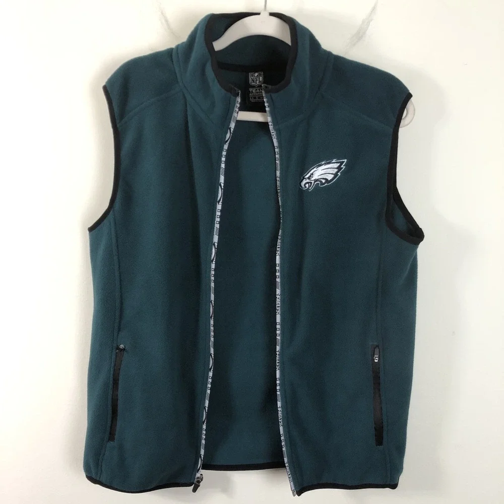 Philadelphia Eagles NFL Team Apparel Full Zip Fleece Vest Men's Sz S Green